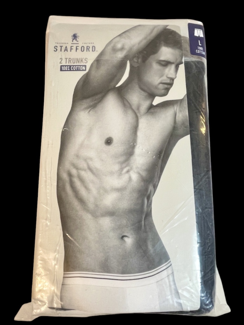 Stafford 100% Cotton Mens 2 Pairs Trunks Underwear Briefs Large (36-38") Black